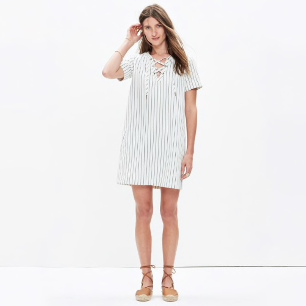 Madewell Harbor Lace-up Shift Dress